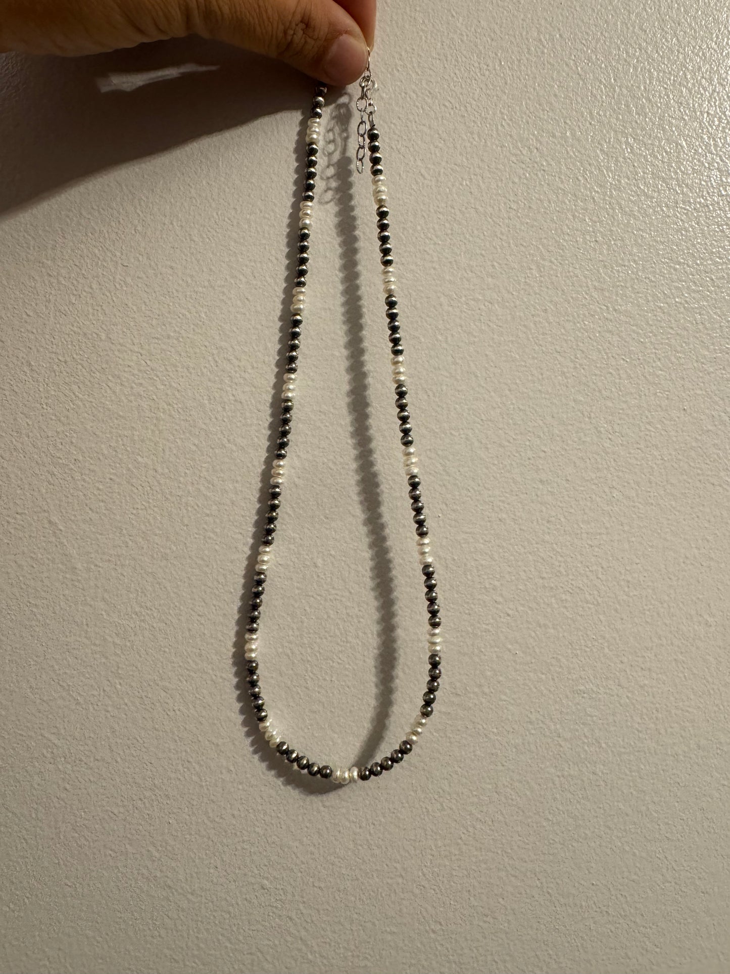 Mixed Rondell + Pearl Necklace- 18 inches