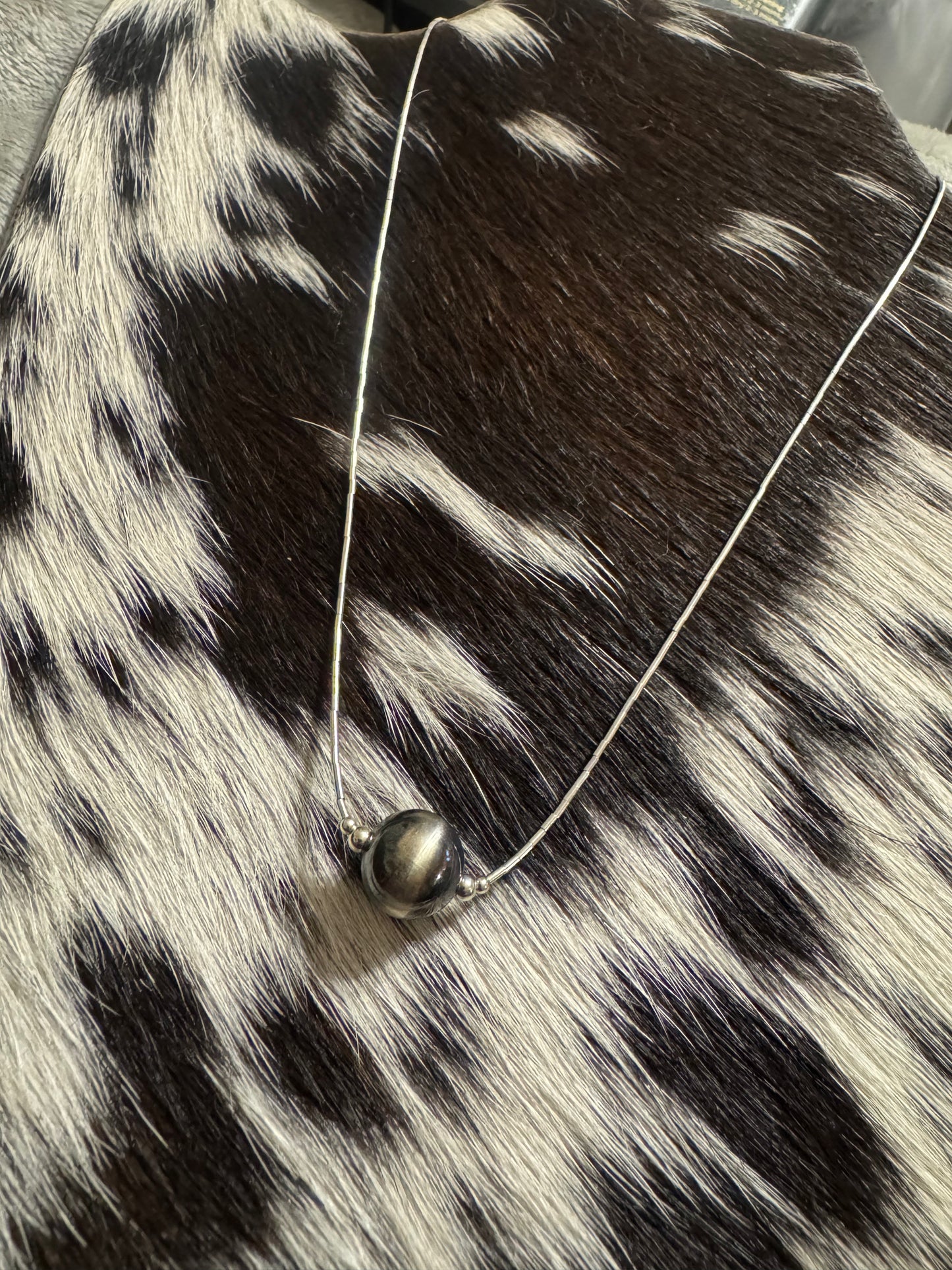 Liquid Silver Single Pearl Necklace