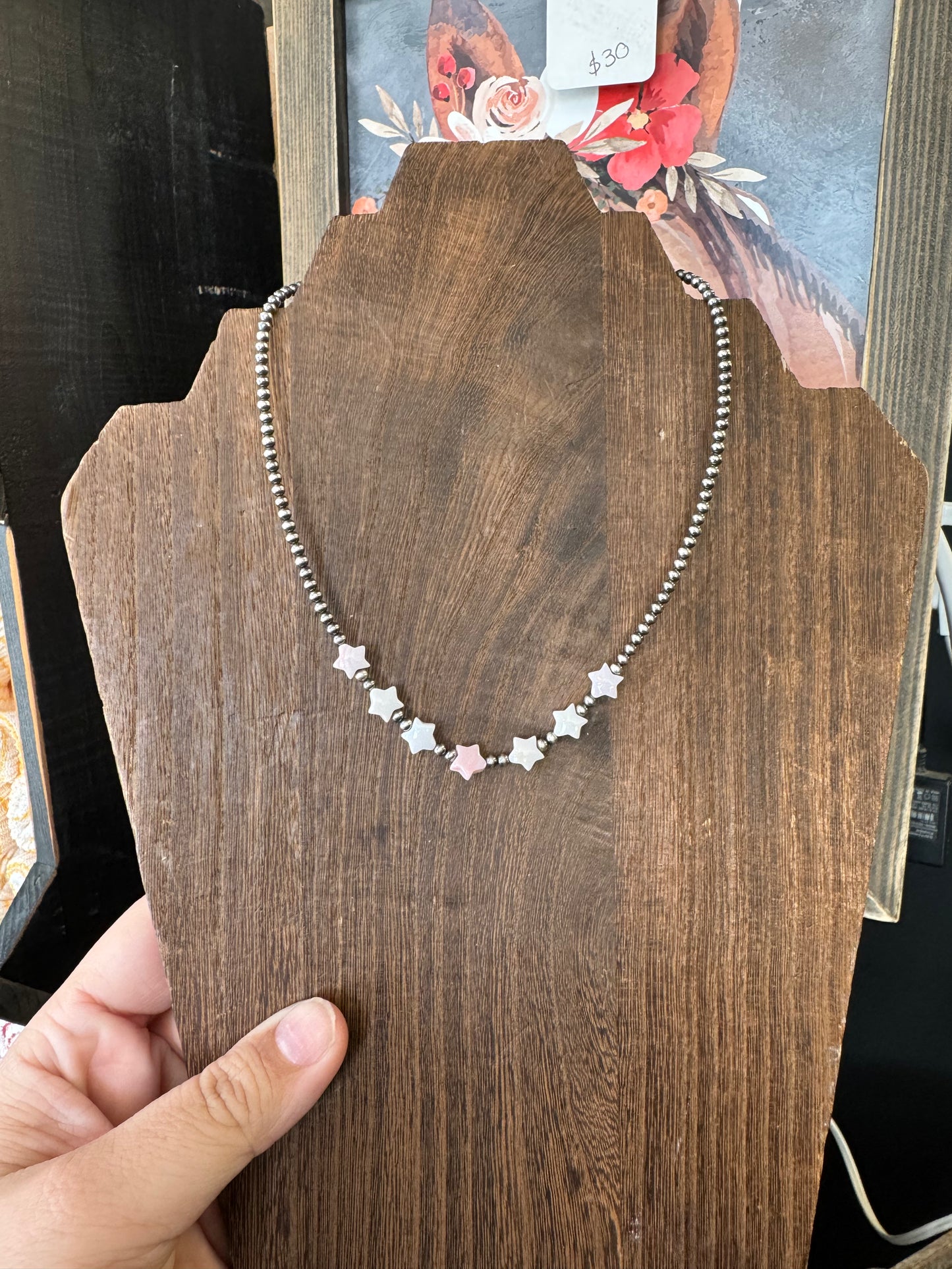 3mm Pearl and Star Necklace