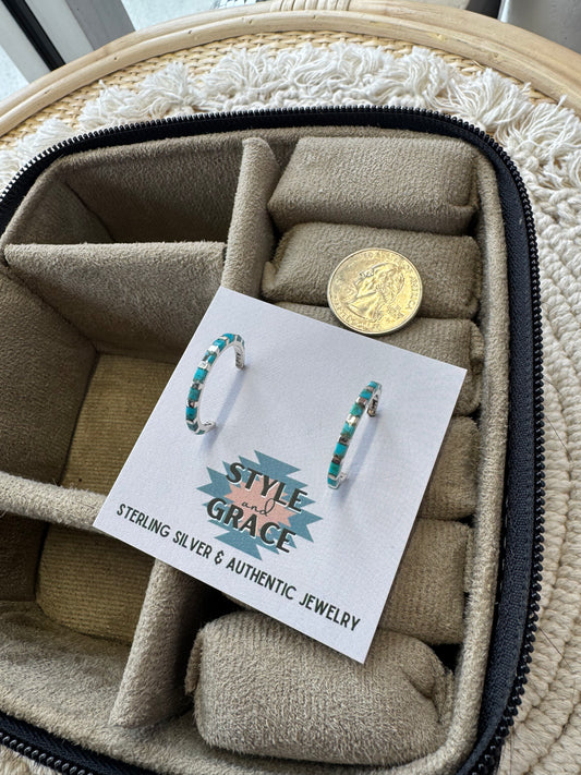 Turquoise Inlay Hoops