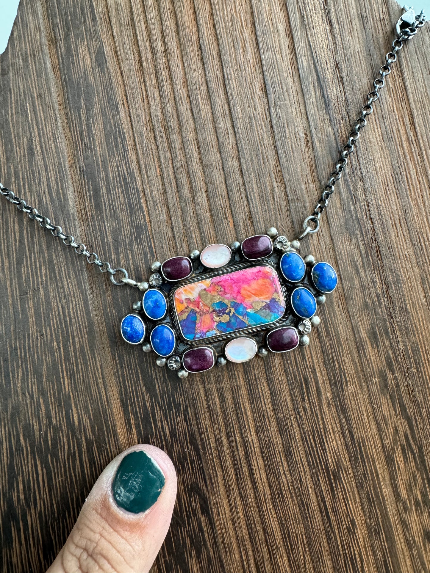 Multi Stone Cluster Necklace