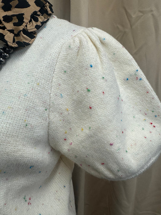 Confetti Puff Sleeve Sweater Top