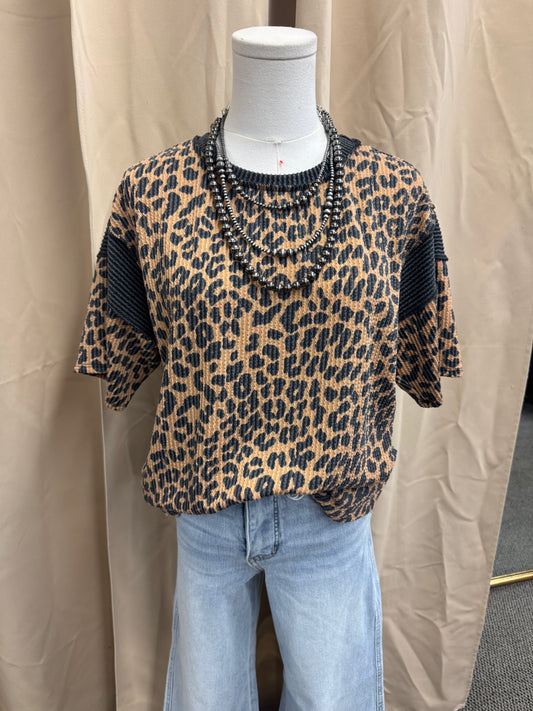 Cheetah Ribbed Top