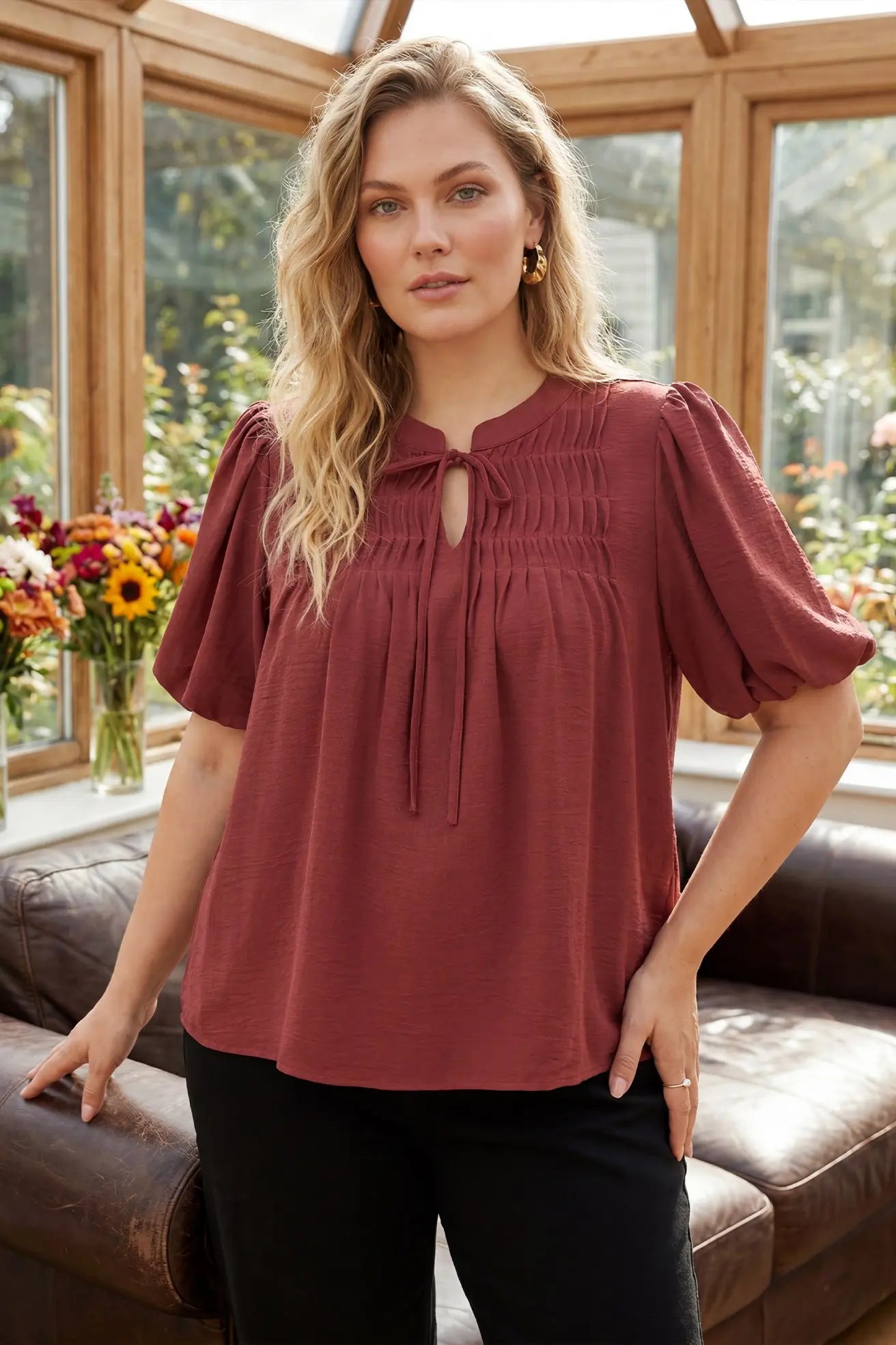 Dusty Mauve Tie Top