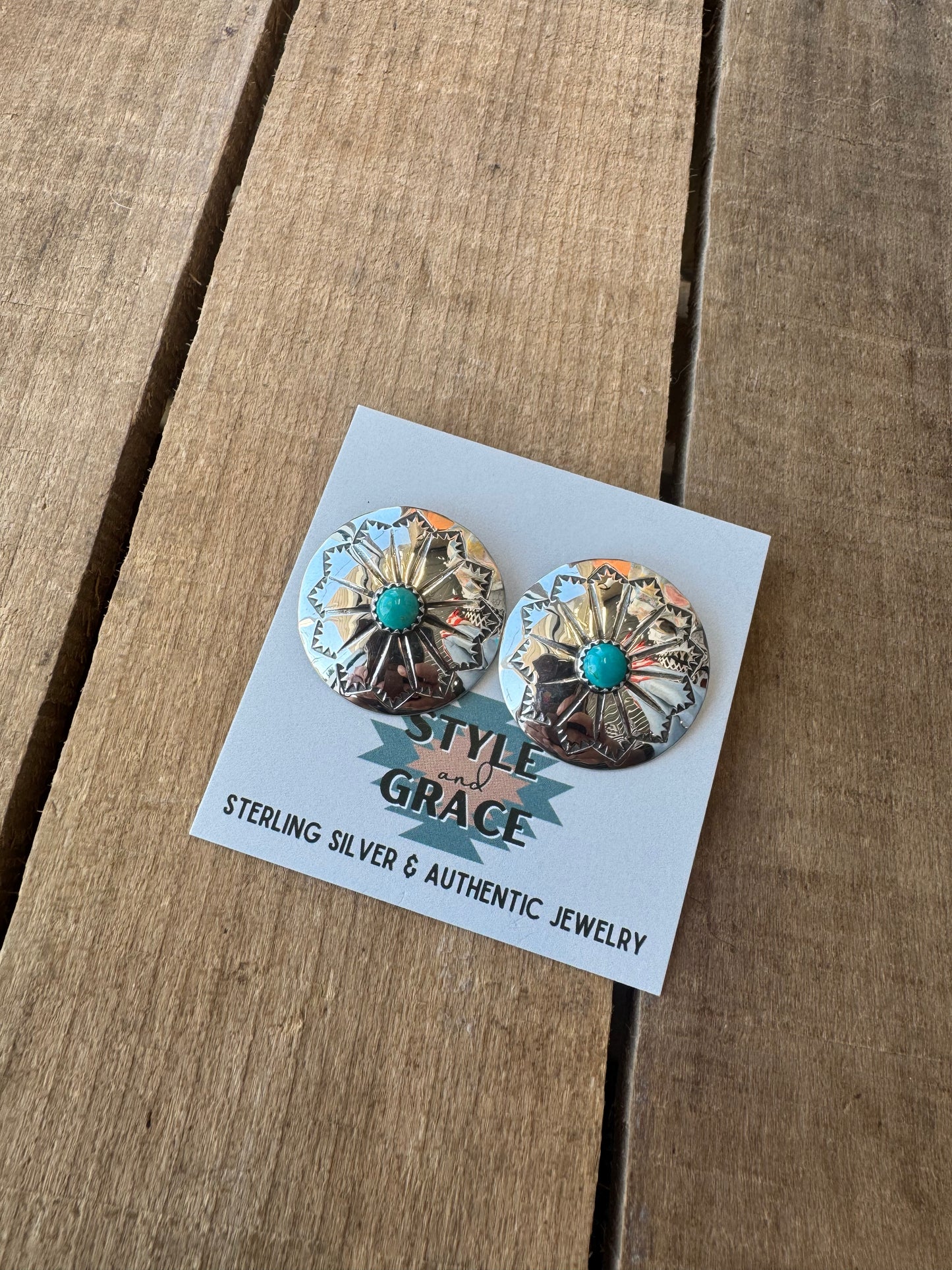 Circle Stamped Turquoise Conchos