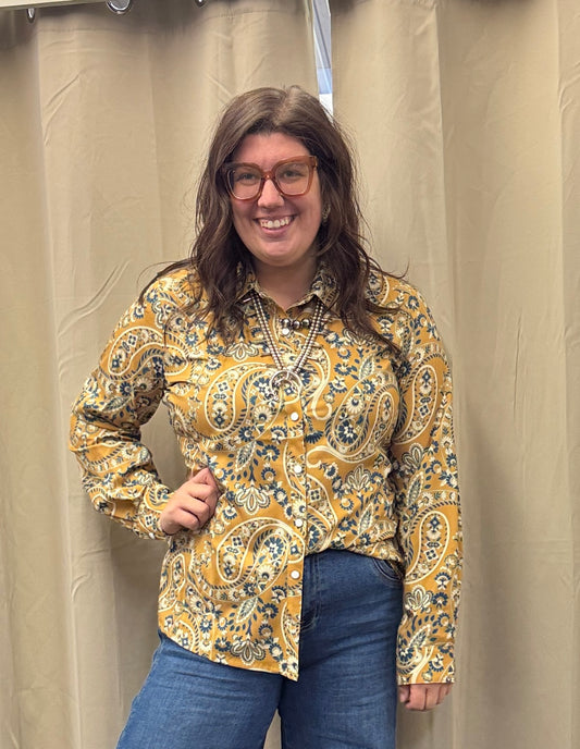 Paisley Print Button Up