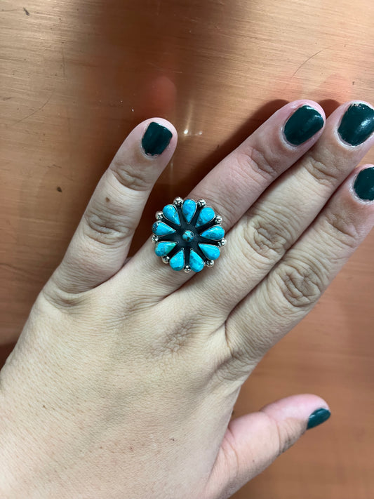 Turquoise Circle Cluster Ring