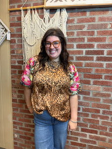 Cheetah Puff Sleeve Top