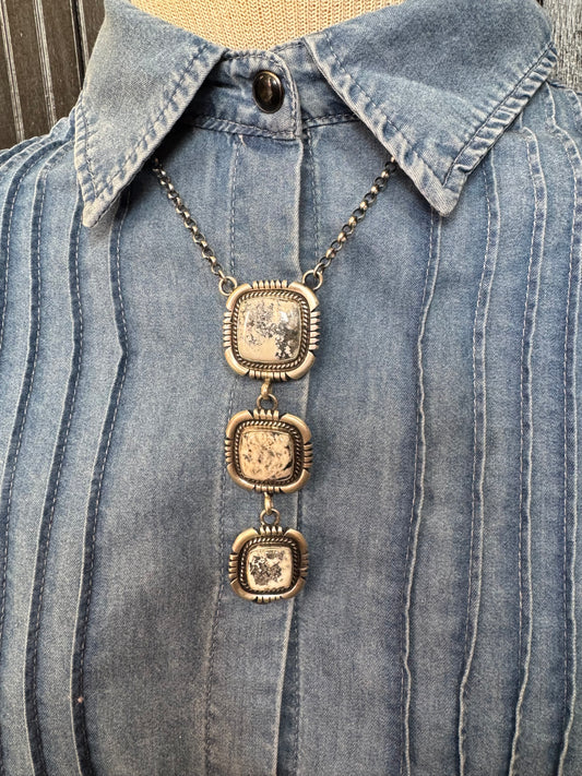 White Buffalo Three Drop Necklace