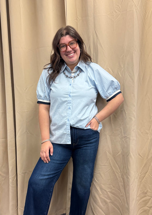 Light Blue Collared Top