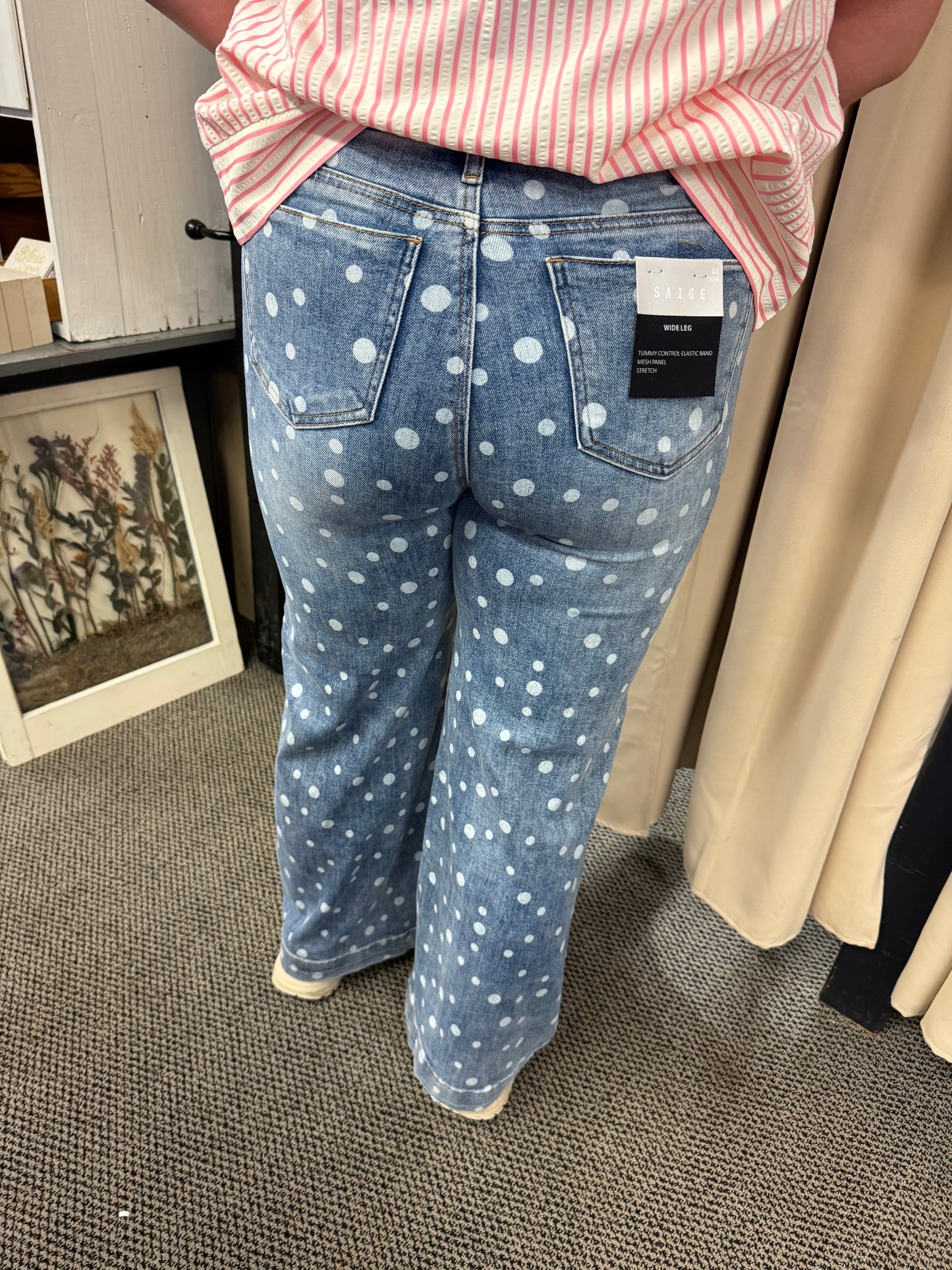 Polka Dot Wide Leg Jeans