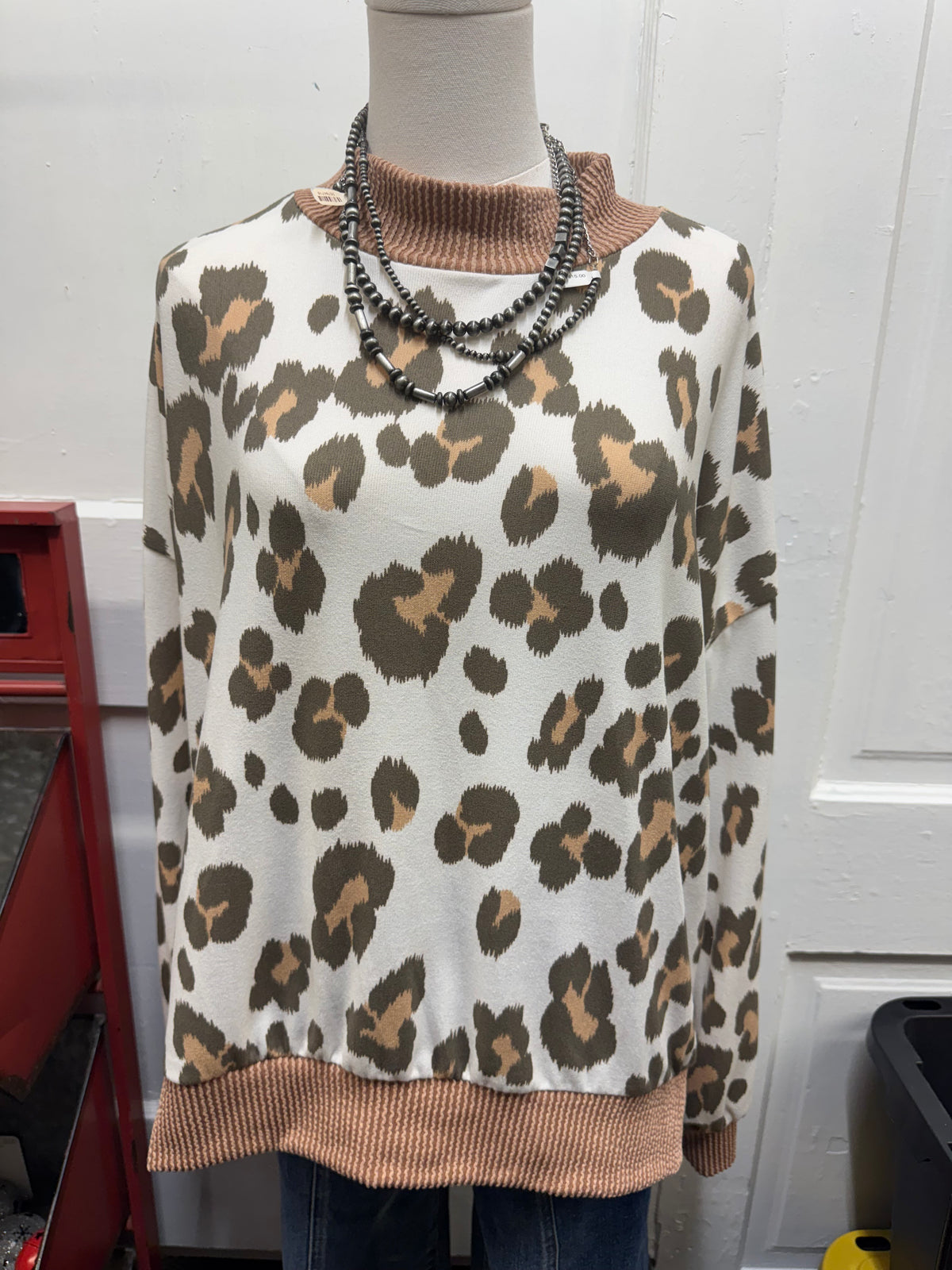 Leopard Mock Neck