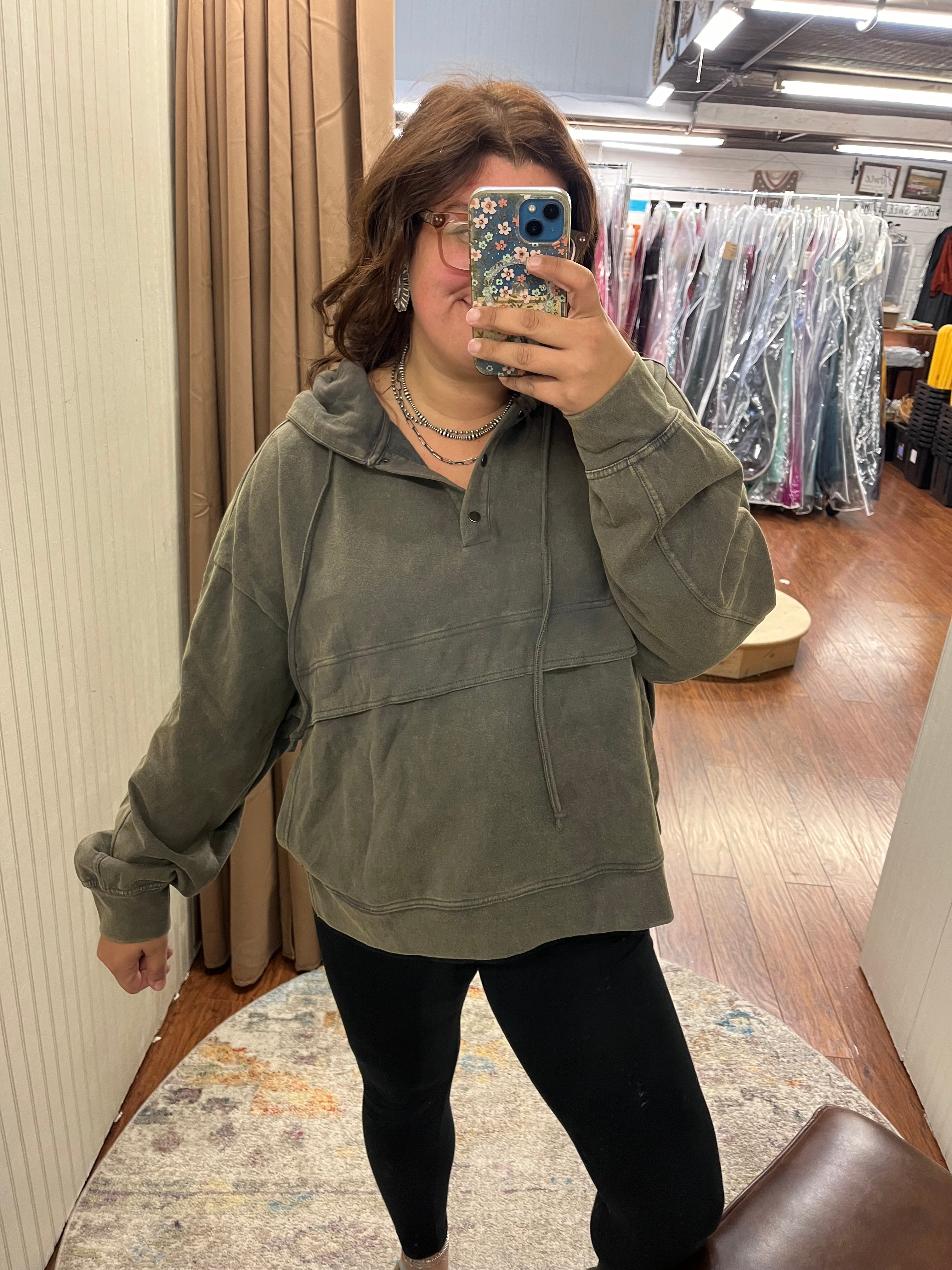 Washed Hoodie Top