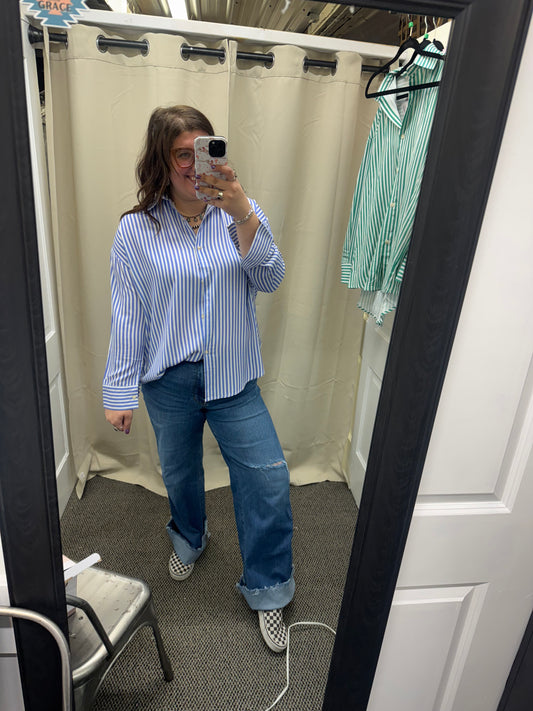 Blue Striped Button Up