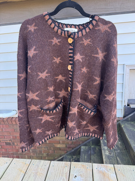 Brown Star Cardigan