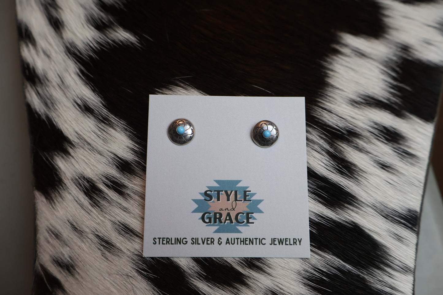 Mini Concho Earrings w/ Turquoise