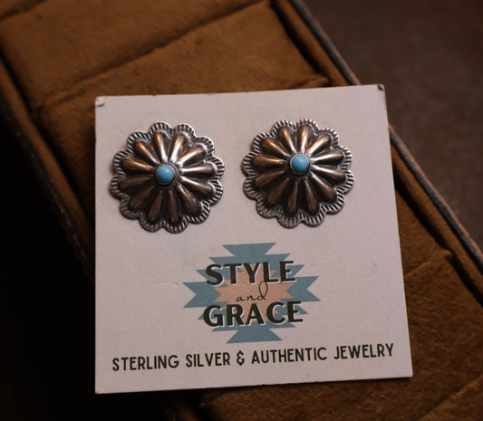 Scallop Turquoise Concho Earrings
