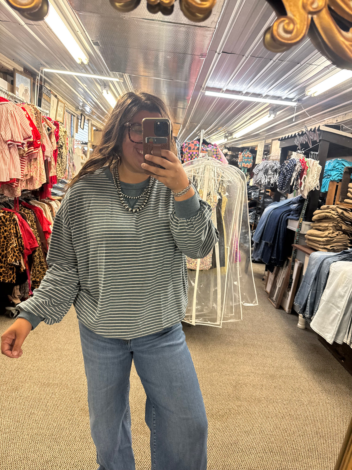 Teal Striped LS