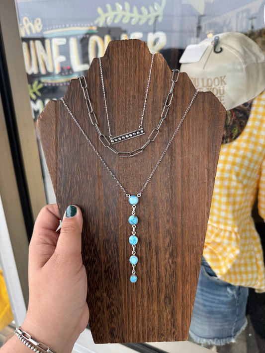 Golden Hills 5 Stone Drop Necklace
