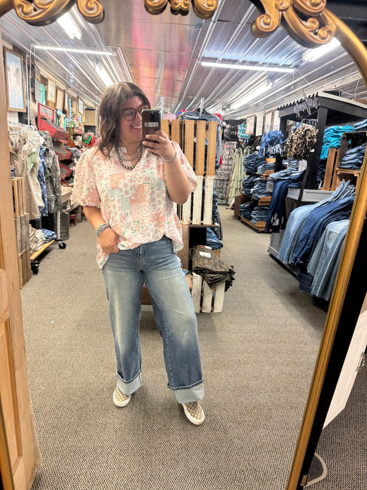 Medium Wash Cuff Jeans