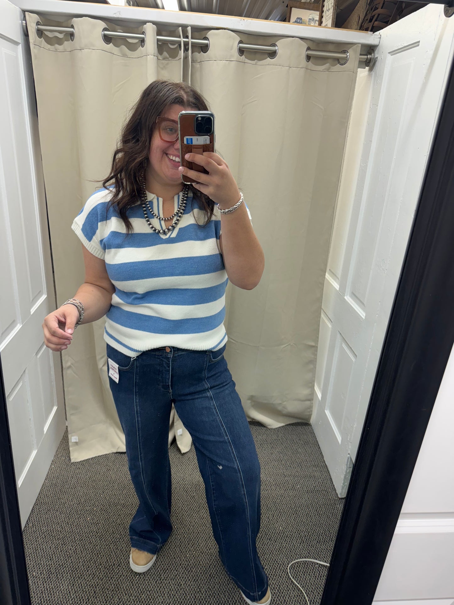 Blue Striped Sweater Top