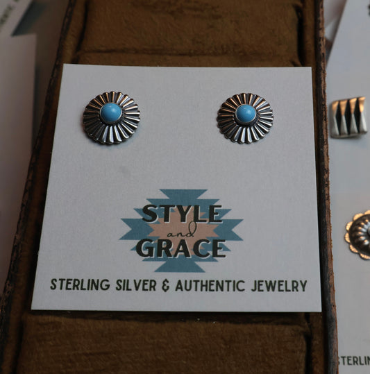 Turquoise Center Studs Earrings