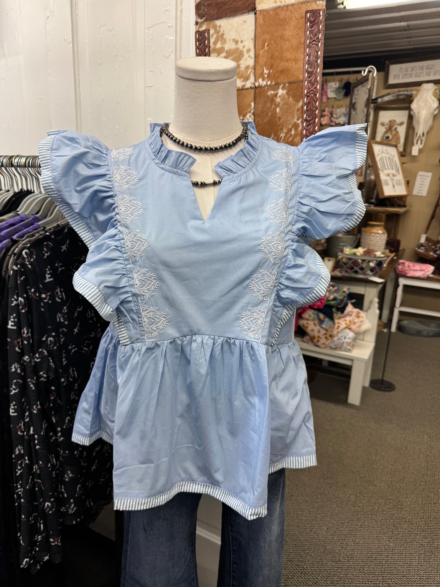 Sky Ruffle Top