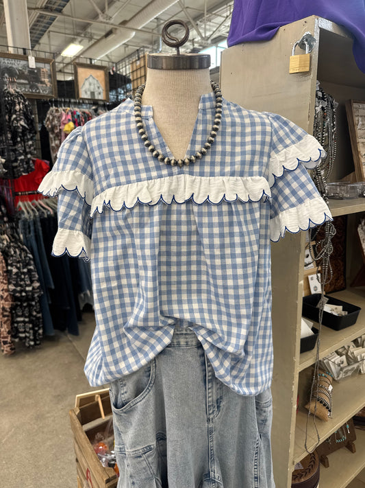 Blue Gingham Top