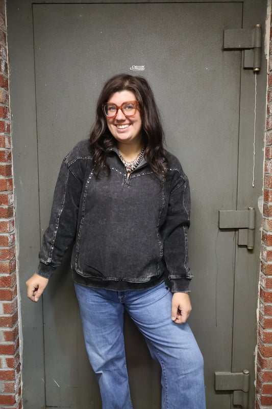 Black Denim Quarter Zip