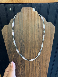 5 mm Pearl + Pink Conch Necklace- 18 Inches