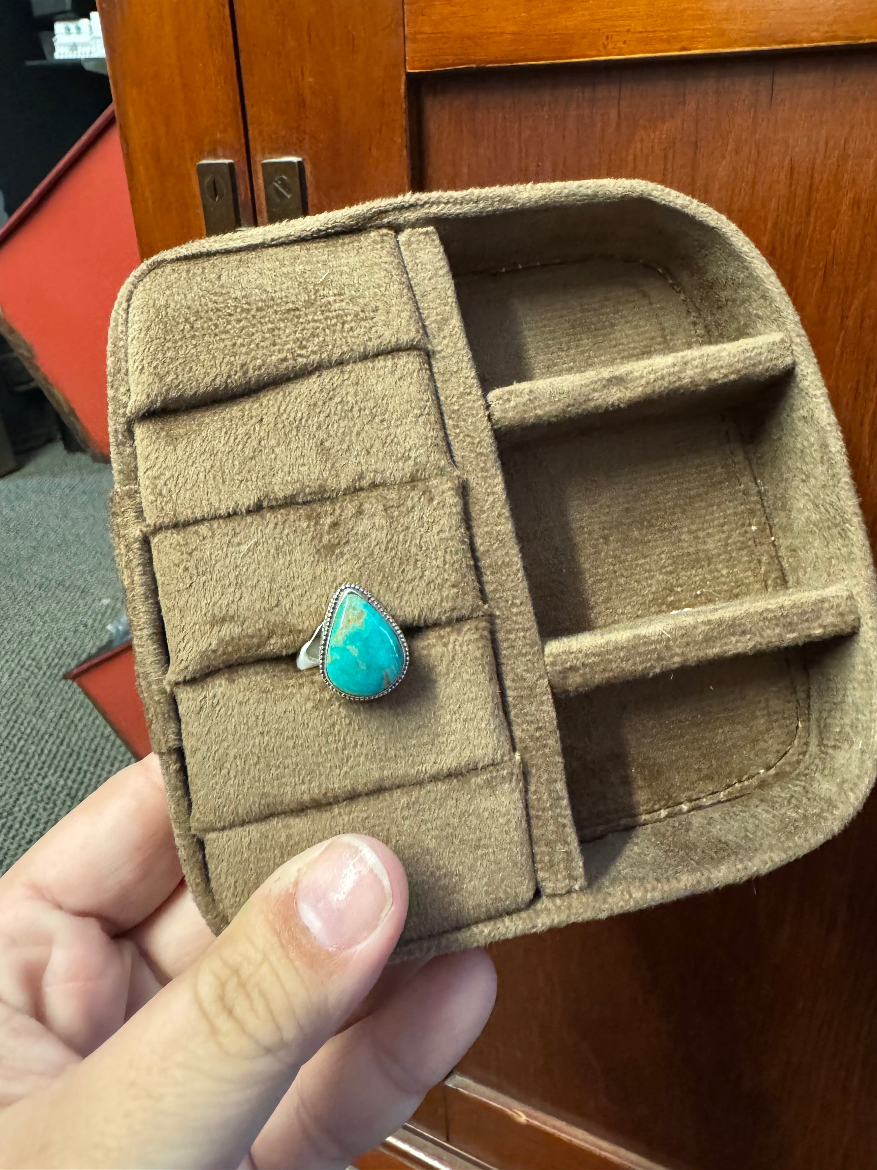 Turquoise Teardrop Ring-Size 6