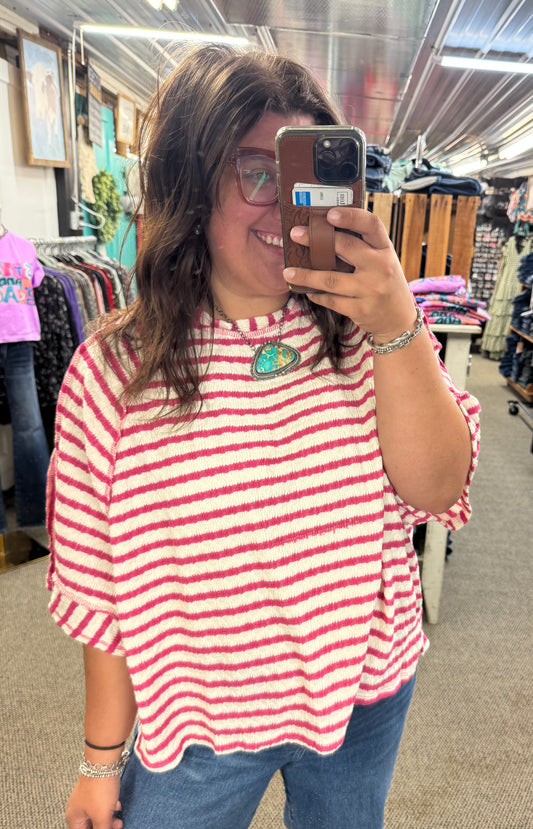Fuchsia Striped Top