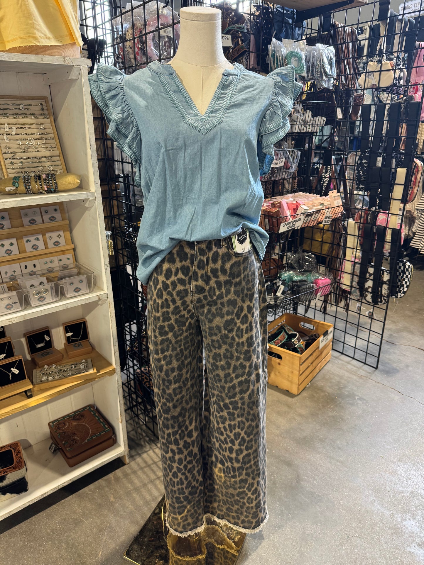 Leopard Wide Leg Jeans