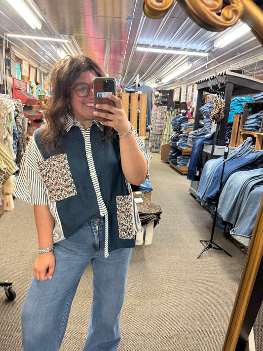 Oversized Floral Pocket Top