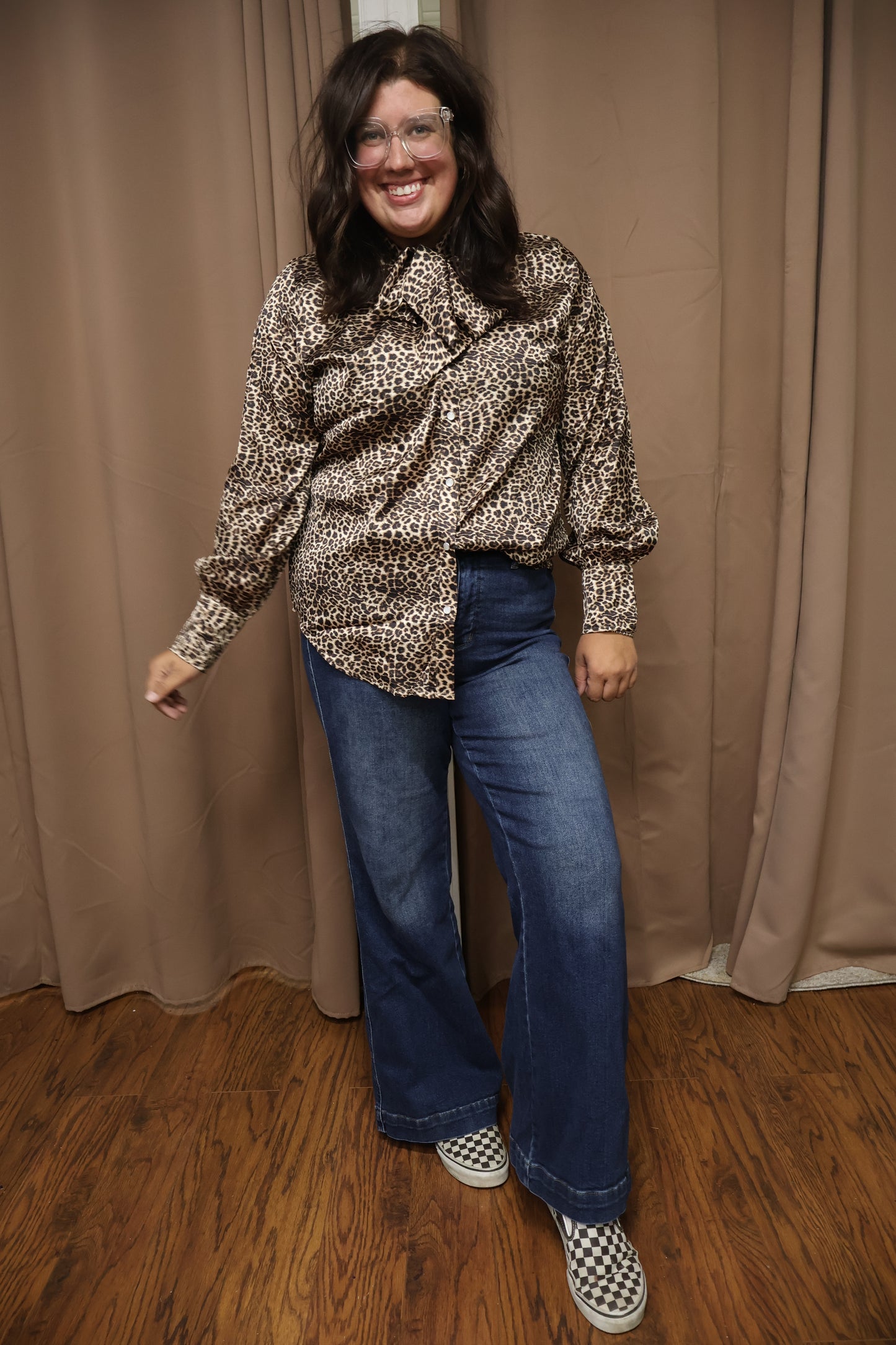 Bow Tie Cheetah Button Up