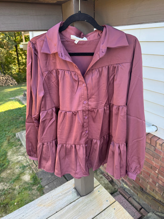 Burgundy Layered Button Down