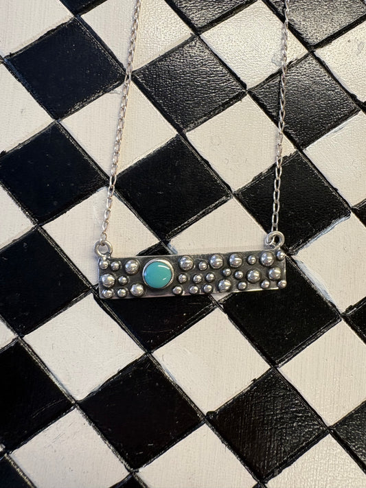 Silver Bar With Turquoise Necklace