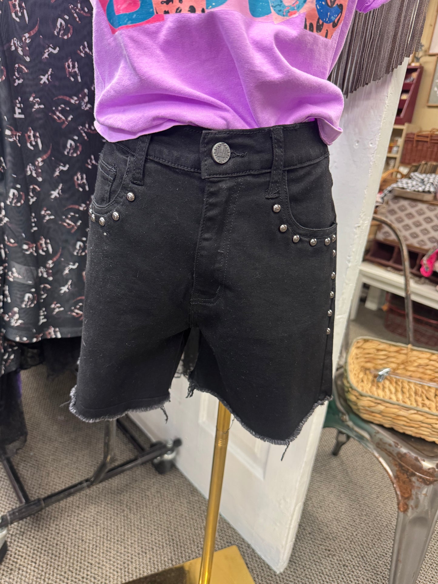 Black Studded Shorts