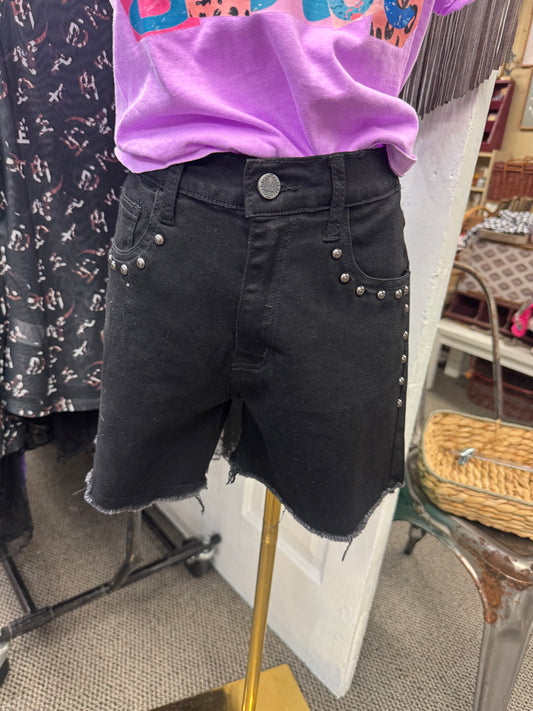 Black Studded Shorts