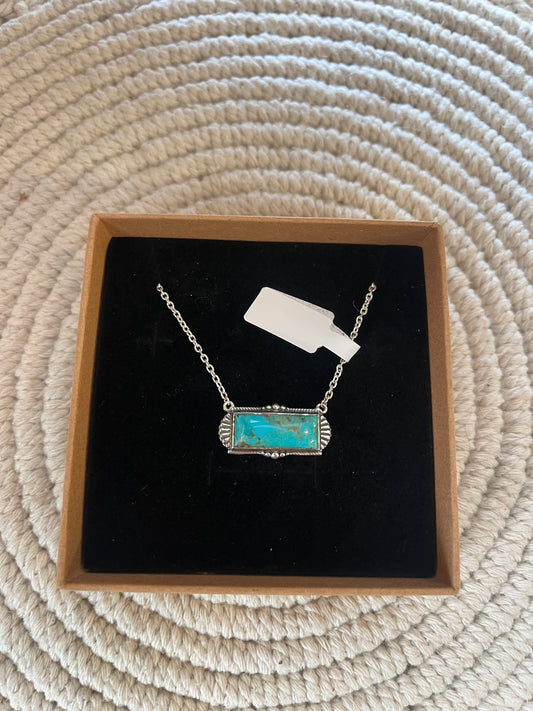 Turquoise Bar Pendant Necklace