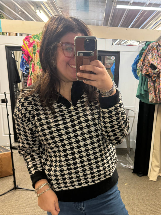 Houndstooth Quarter Zip