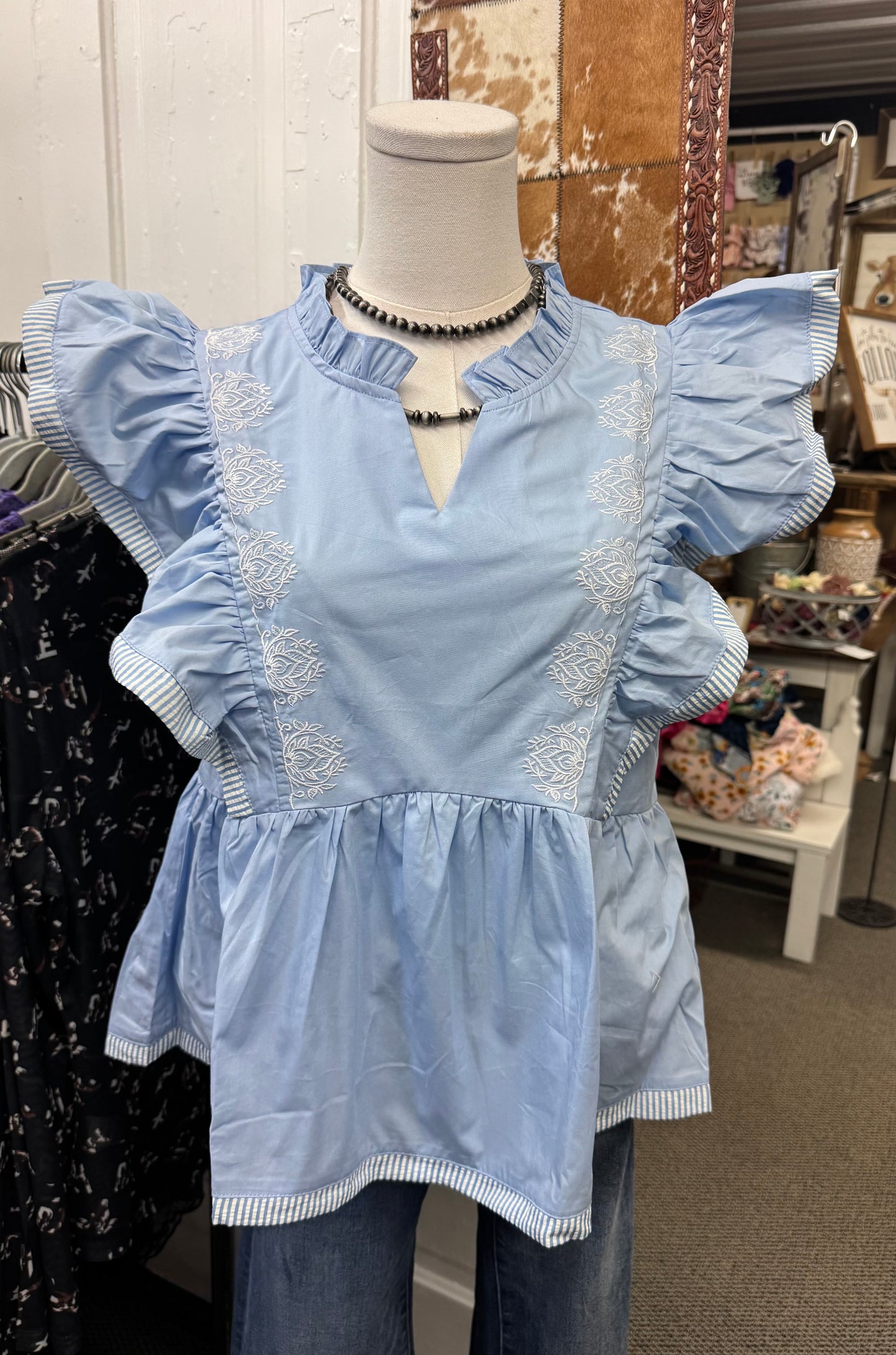 Sky Ruffle Top