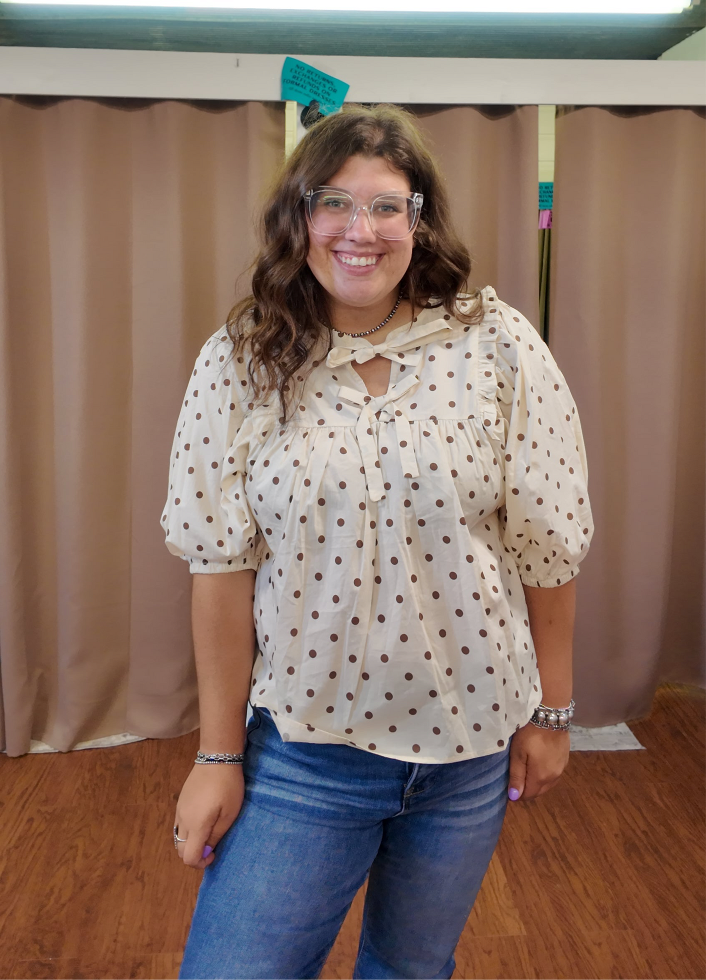 Brown Polka Dot Top