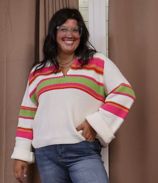 Striped Quarter Zip