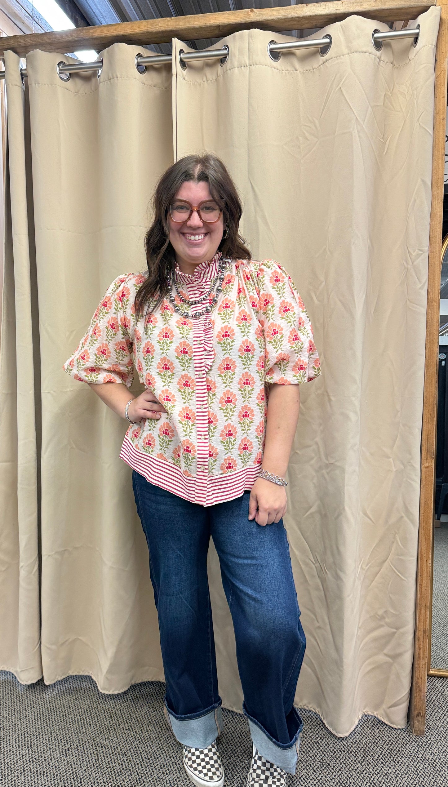 Peach Floral Top