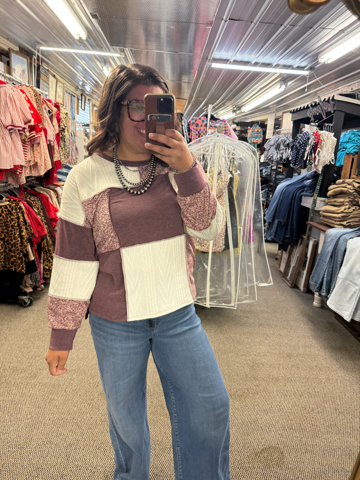 Burgundy Patchwork Top