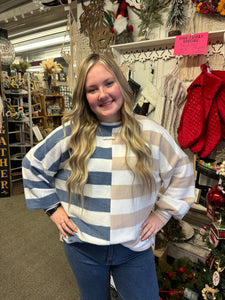 Blue and Cream Split Top
