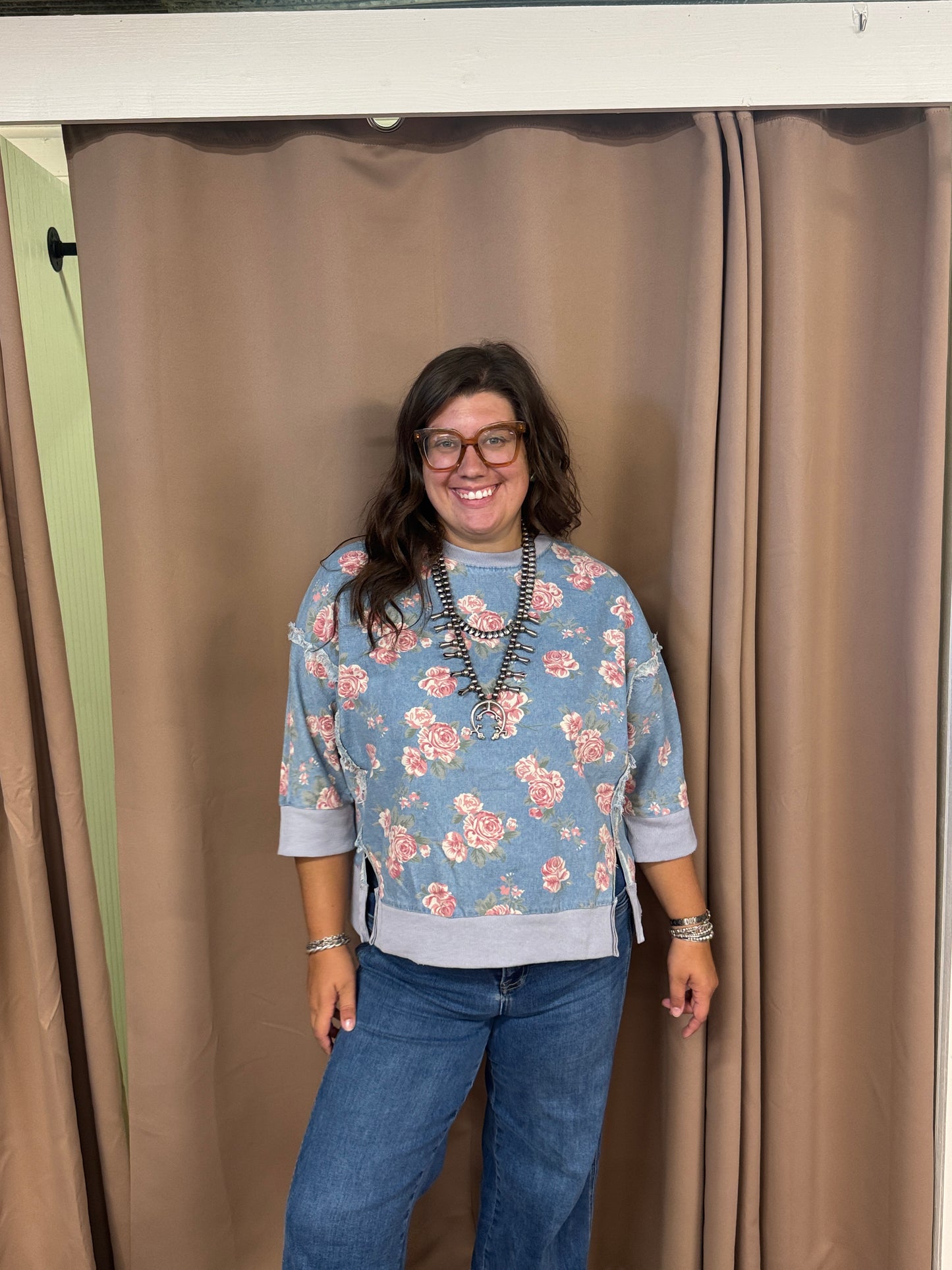 Blush Denim Top