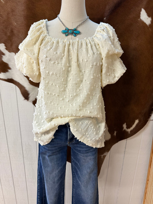 Cream Puff Sleeve Top