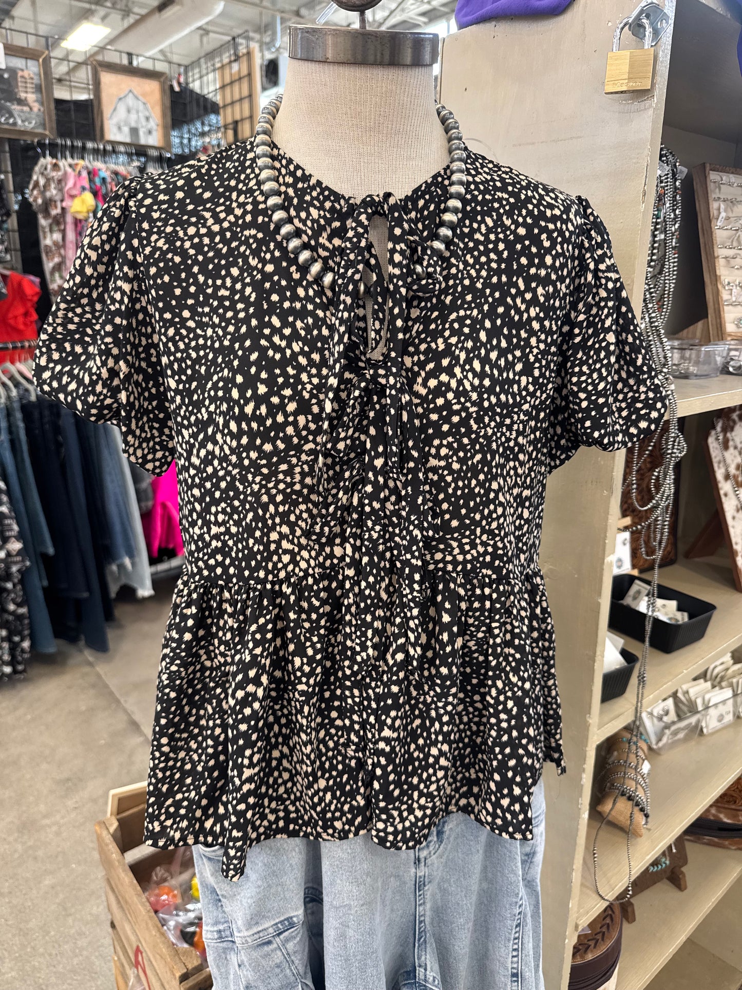 Leopard Tie Front Top